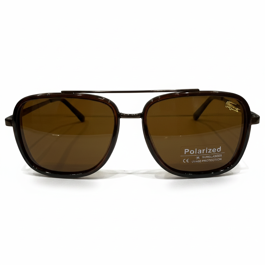 Image of Brown Polarized Square Sunglasses for Men