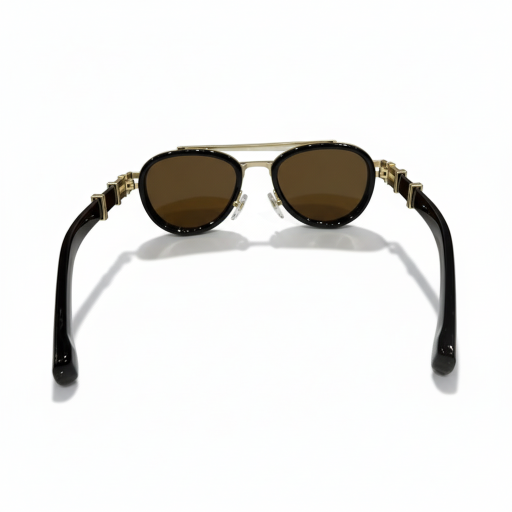 Image of Imperial Gold Round Polarized Sunglasses – Luxury Metal Frame with UV Protection