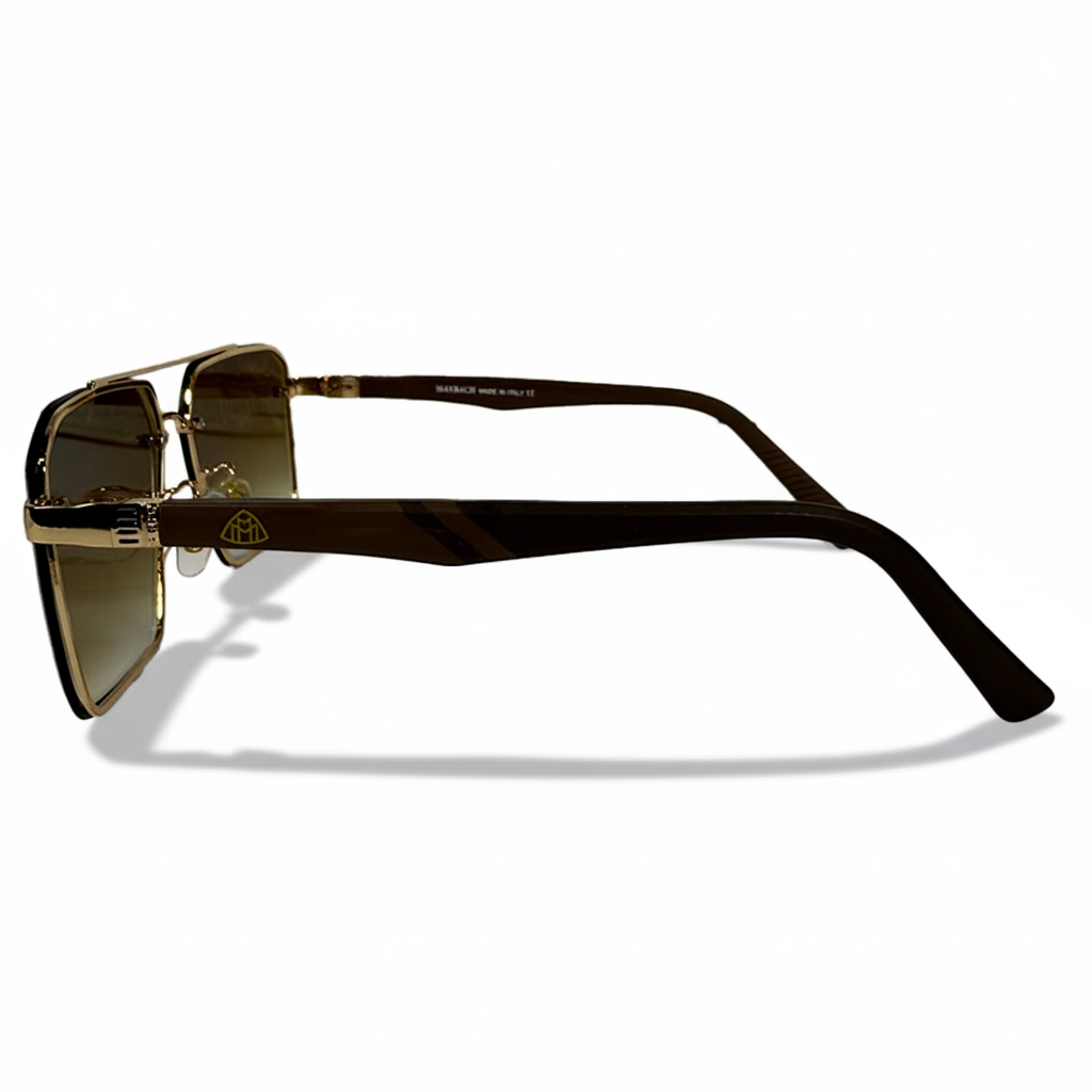 Image of Luxe Navigator Square Sunglasses – Gold Metal Frame with Brown Gradient Lenses | Unisex Designer Style