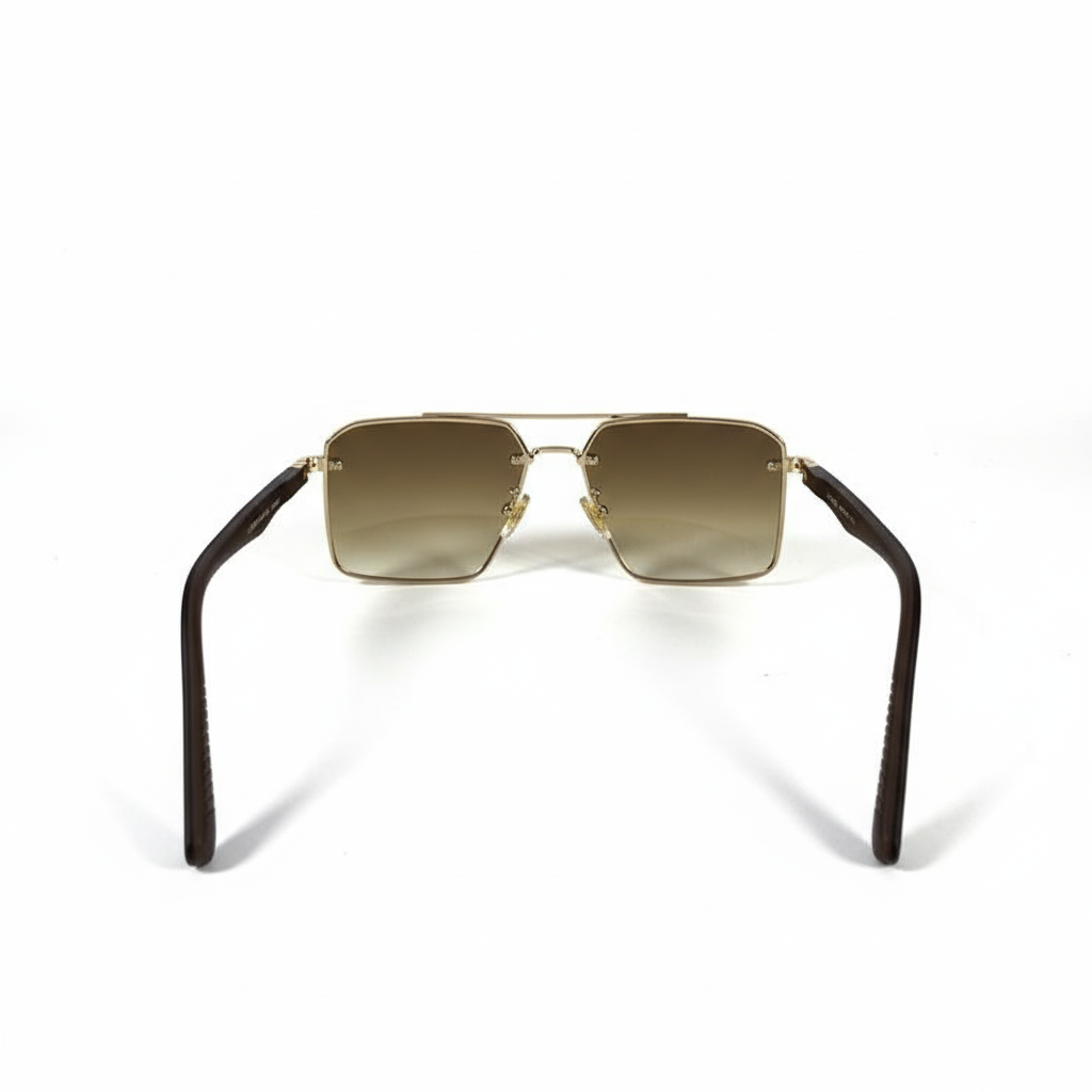 Image of Luxe Navigator Square Sunglasses – Gold Metal Frame with Brown Gradient Lenses | Unisex Designer Style