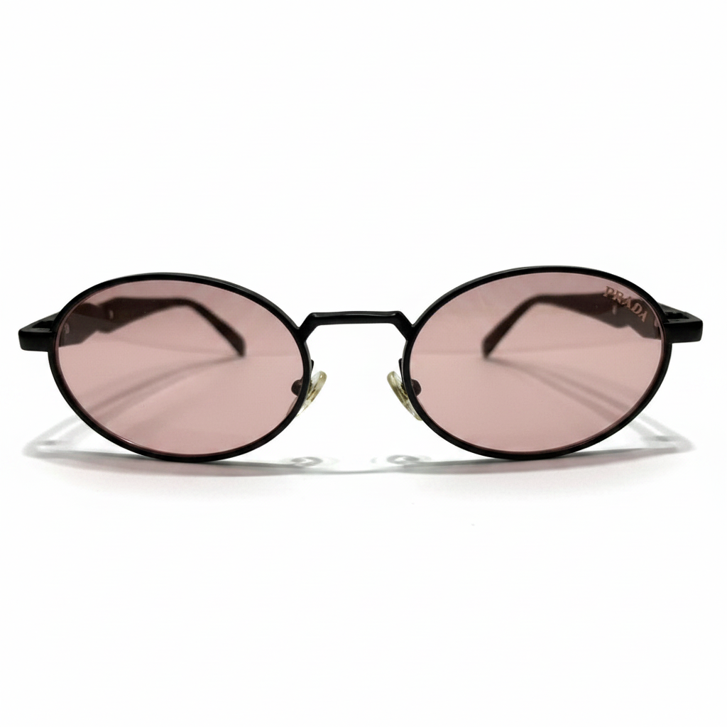 Image of Luxury Black Round Sunglasses with Pink Lenses – Unisex Designer Style Eyewear