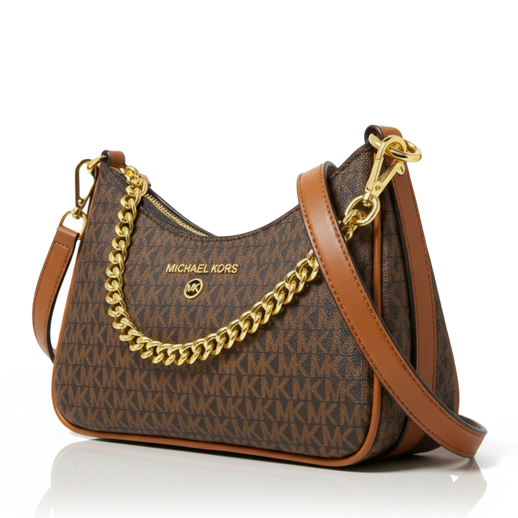 Image of Luxury Monogram Shoulder Bag with Gold Chain