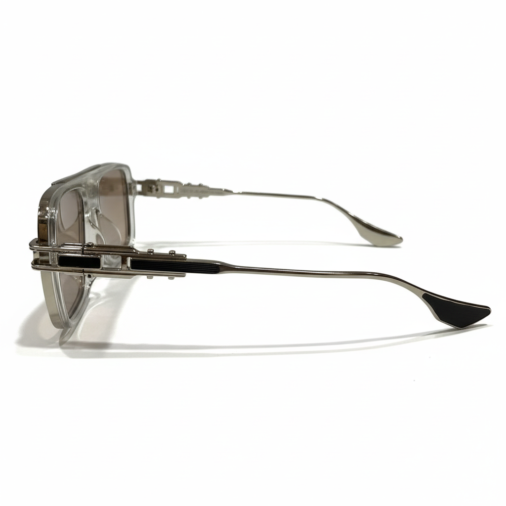 Image of Luxury Inspired Oversized Square Sunglasses for Men – Silver Frame with Smoke Lenses