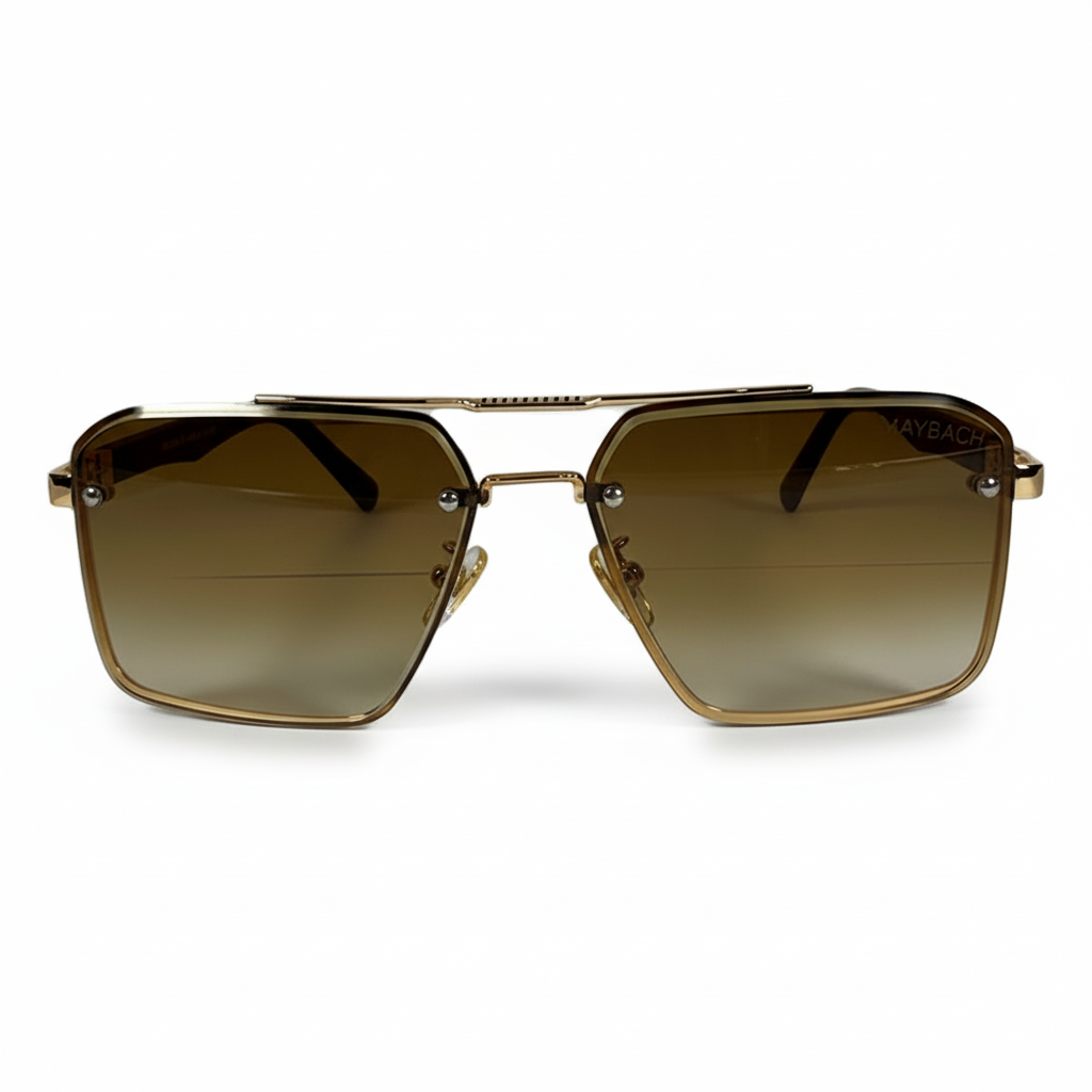 Image of Luxe Navigator Square Sunglasses – Gold Metal Frame with Brown Gradient Lenses | Unisex Designer Style