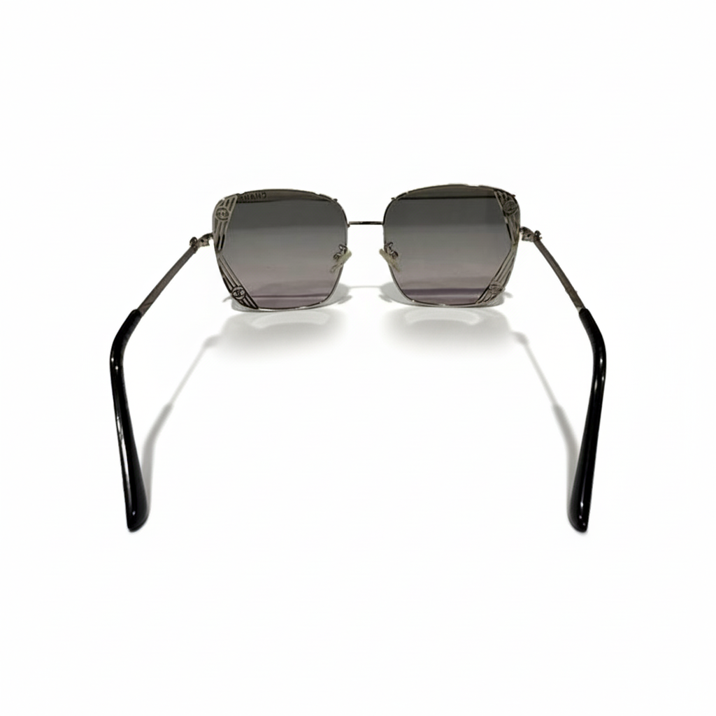 Image of Premium Square Gradient Sunglasses for Women – Gold Metal Frame with Designer Detailing