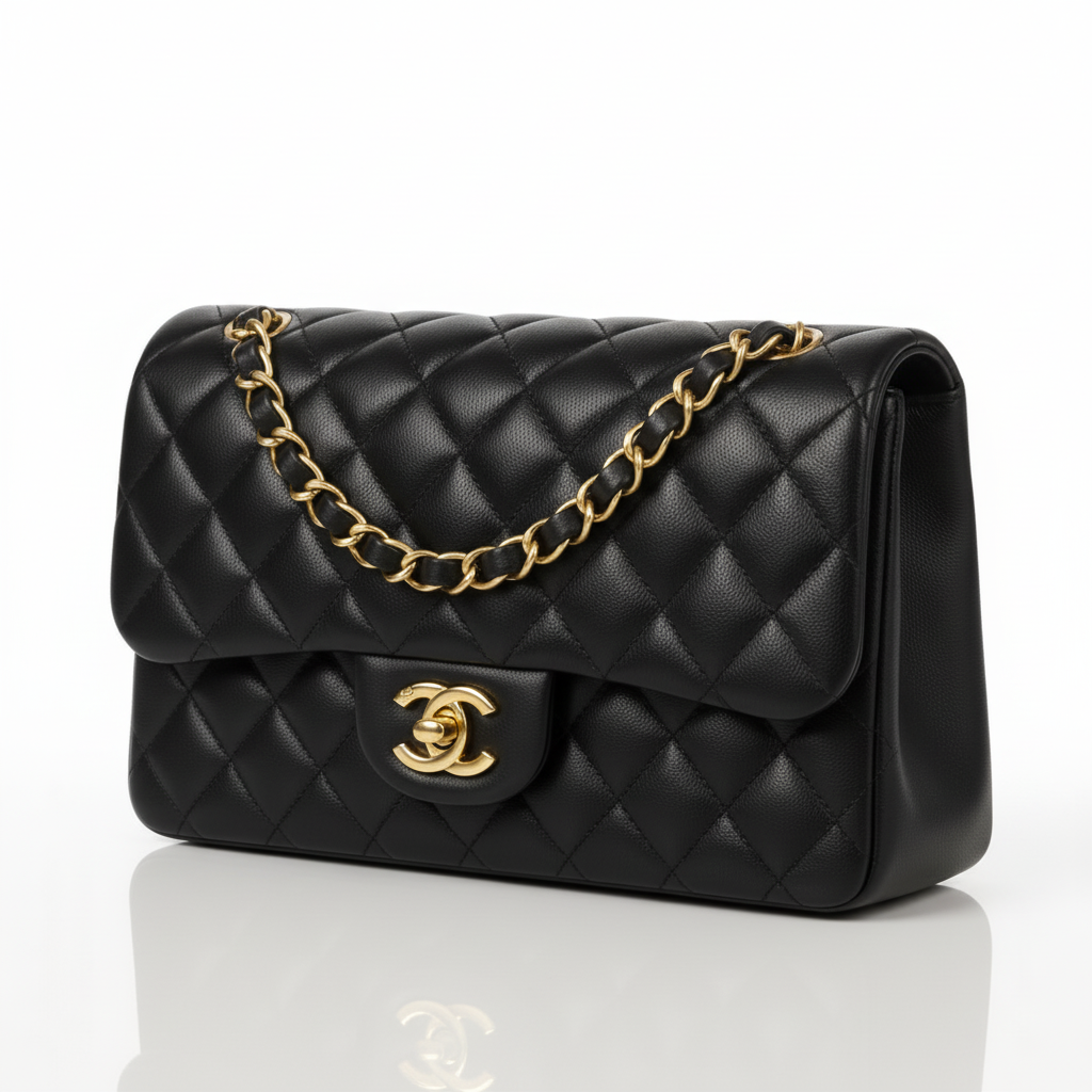 Image of Luxury Quilted Flap Shoulder Bag with Chain Strap