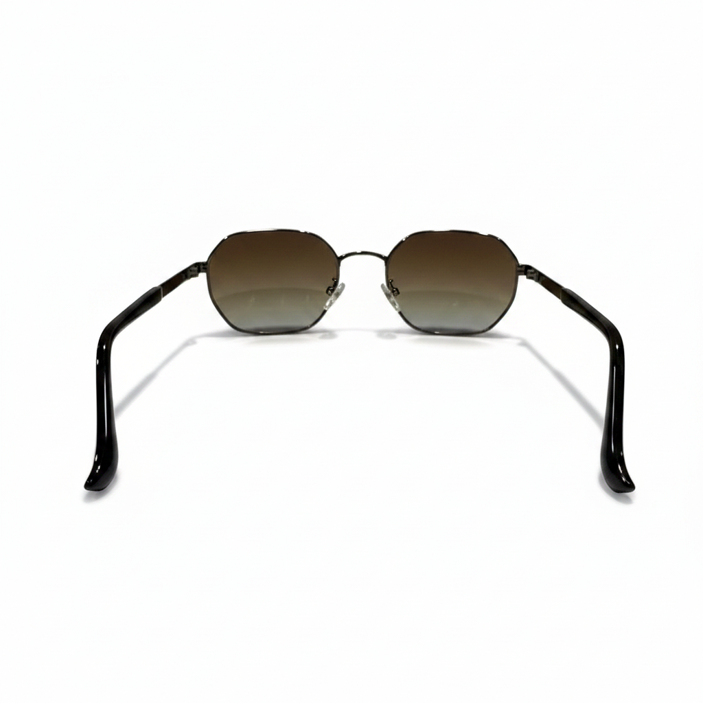 Image of Red Gradient Round Sunglasses with Black Frame
