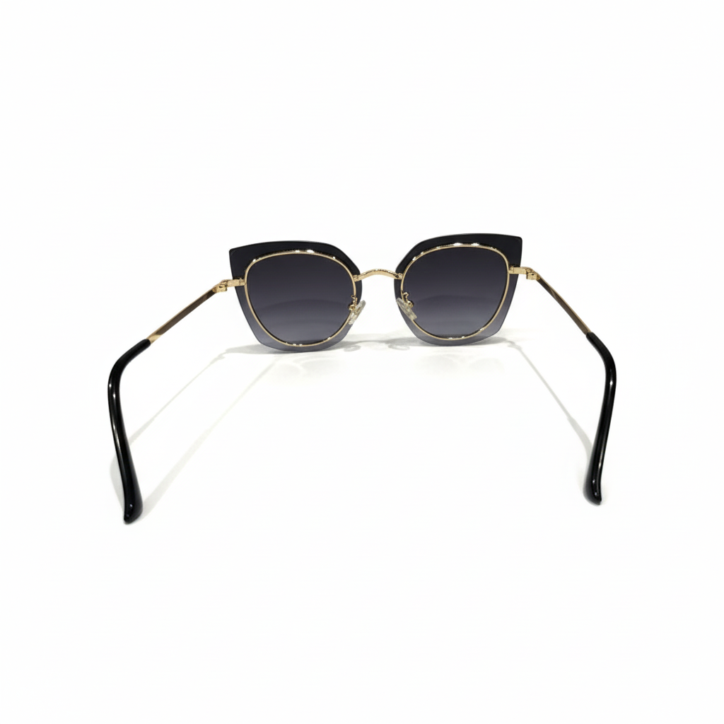 Image of Luxury Black Square Sunglasses with Gold Metal Frame