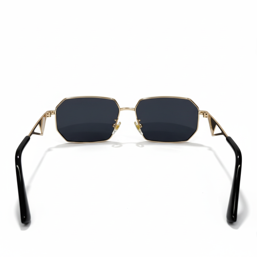 Image of Luxury Gold Geometric Hexagonal Sunglasses - Premium Metal Frame Designer Eyewear