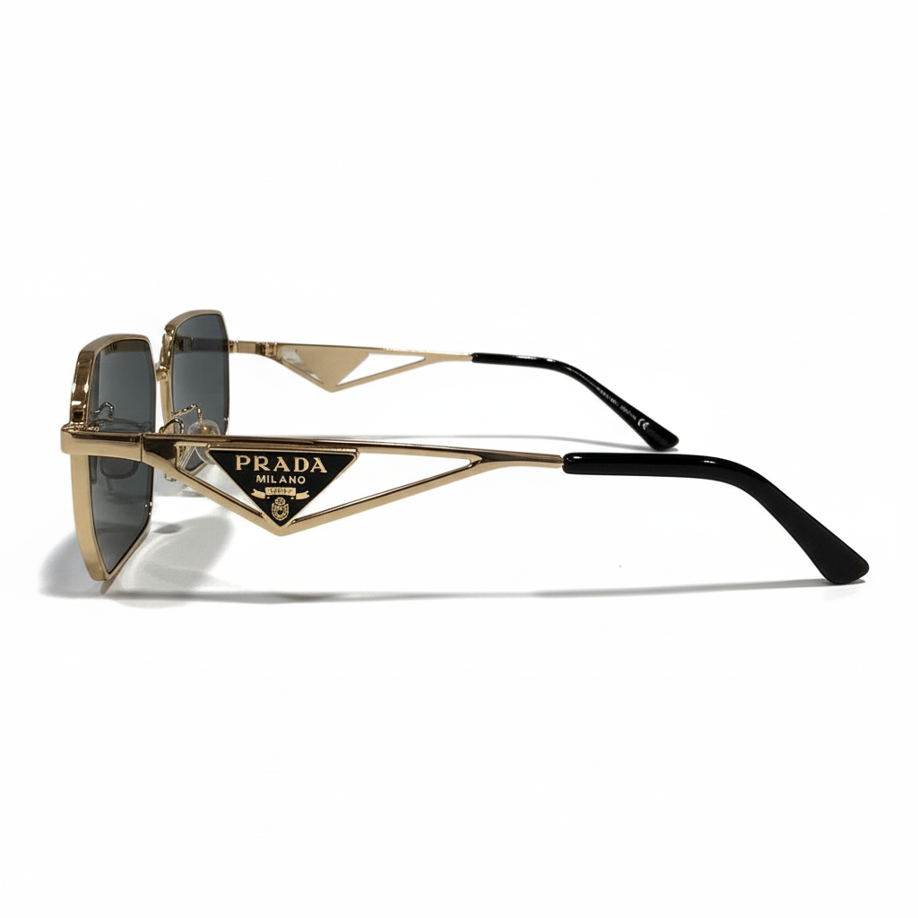 Image of Luxury Gold Geometric Hexagonal Sunglasses - Premium Metal Frame Designer Eyewear