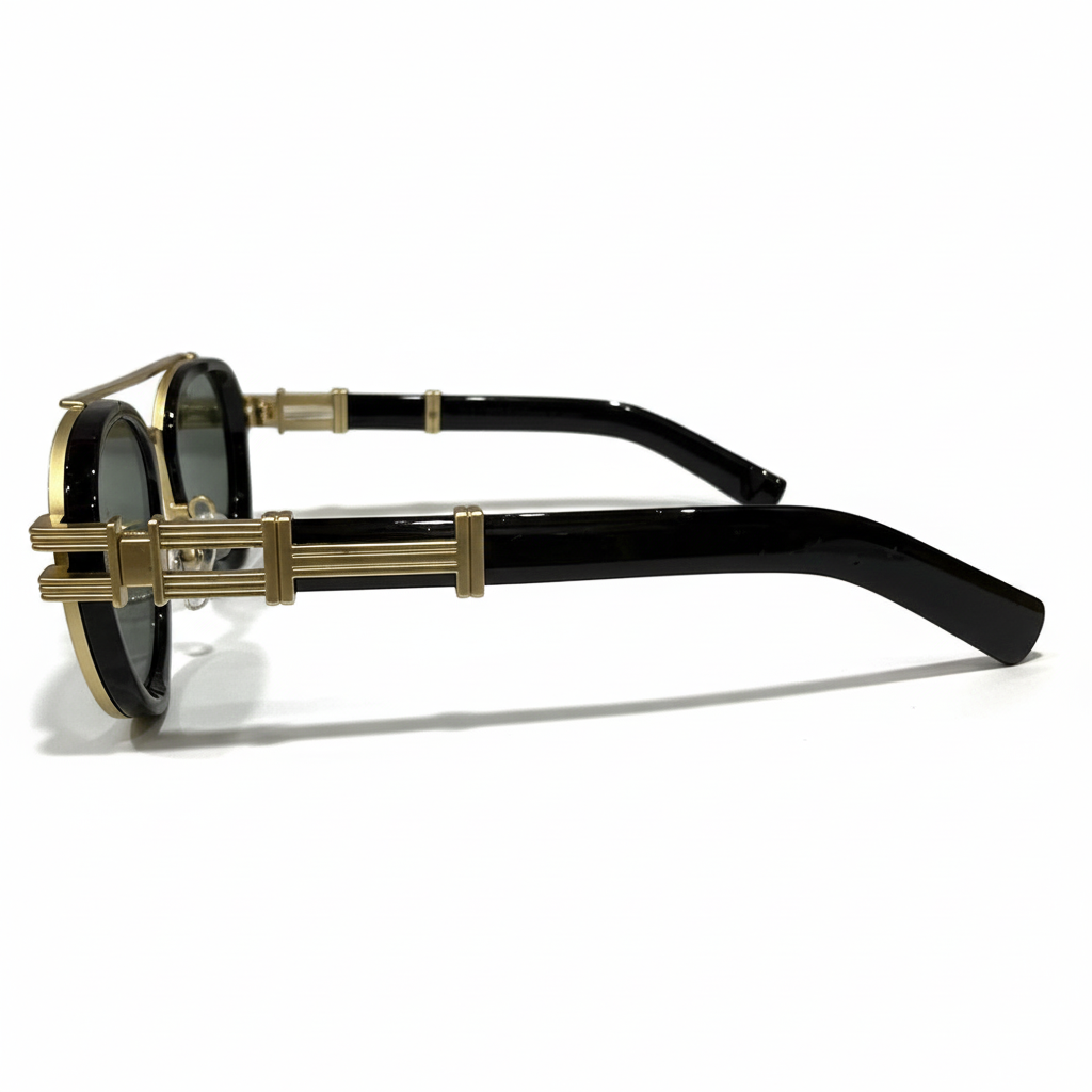 Image of Luxury Gold & Black Round Sunglasses for Men & Women – Premium Designer Eyewear