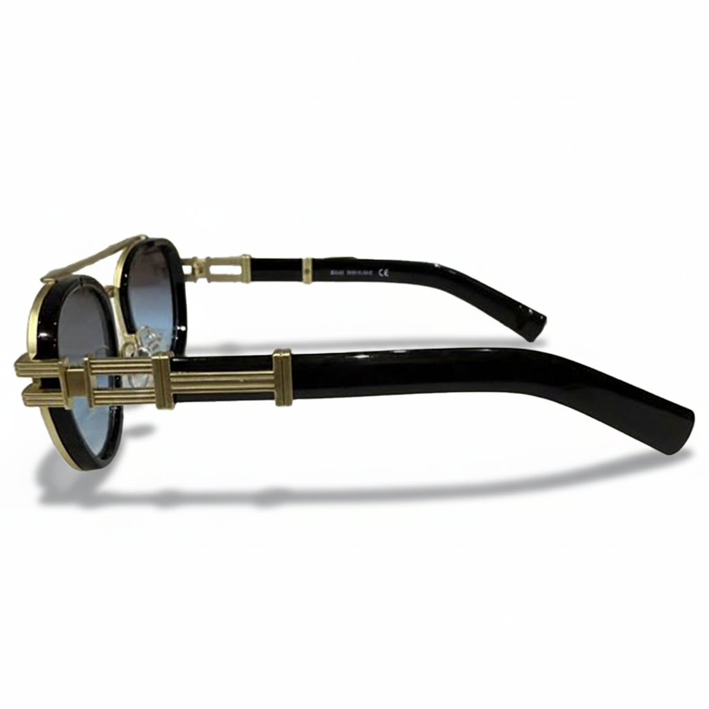 Image of Luxury Gold-Trim Round Sunglasses with Gradient Lenses – Premium Designer Style