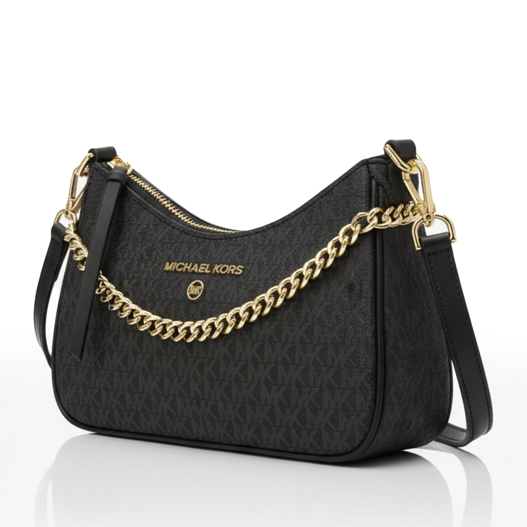 Image of Luxury Monogram Shoulder Bag with Gold Chain