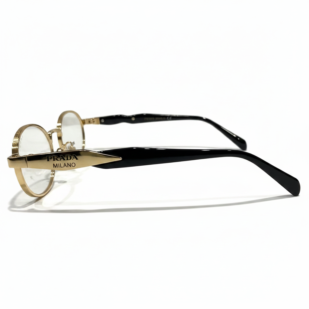 Image of Luxury Gold Round Optical Eyeglasses Frame for Men & Women