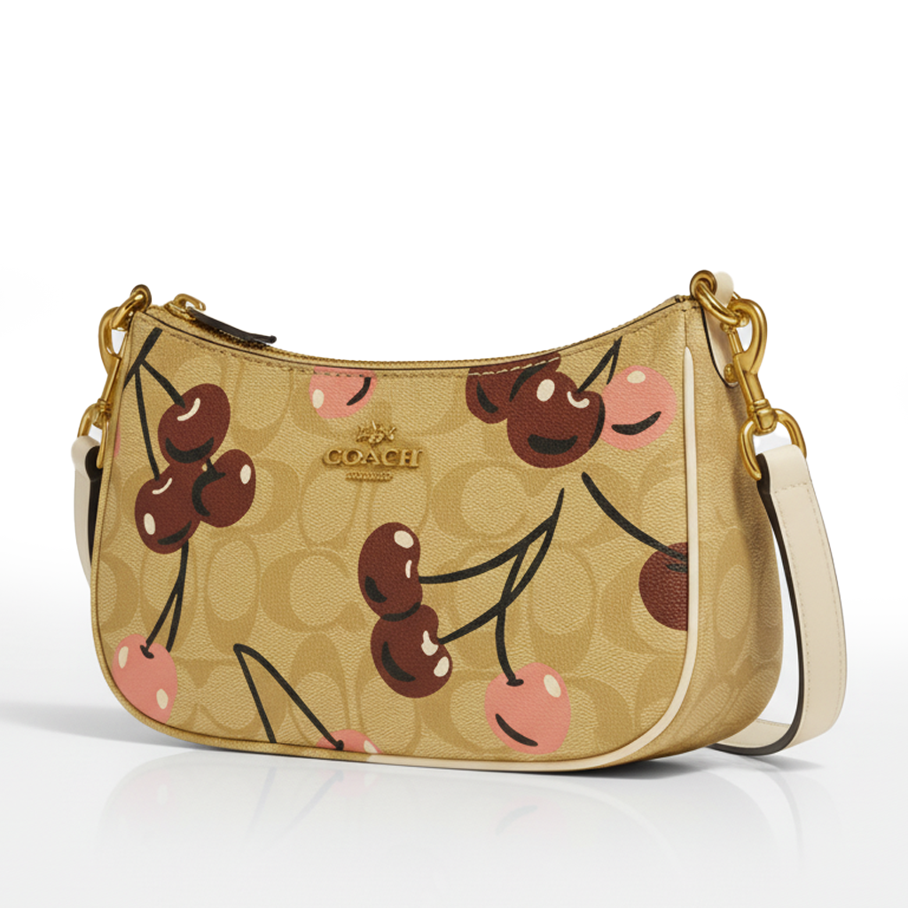 Image of Signature Print Shoulder Bag with Decorative Charm