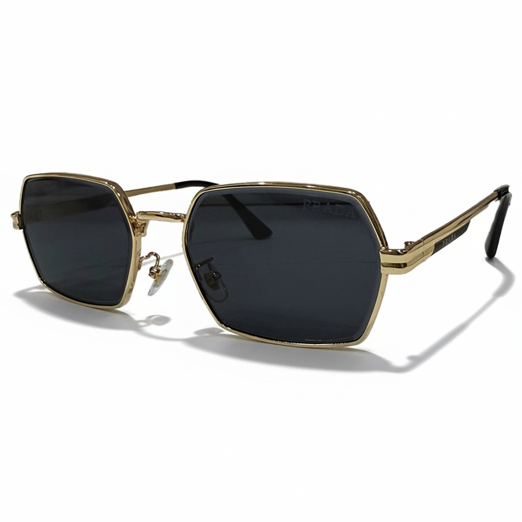 Image of Luxury Hexagonal Gold Frame Sunglasses - Premium Geometric Designer Eyewear