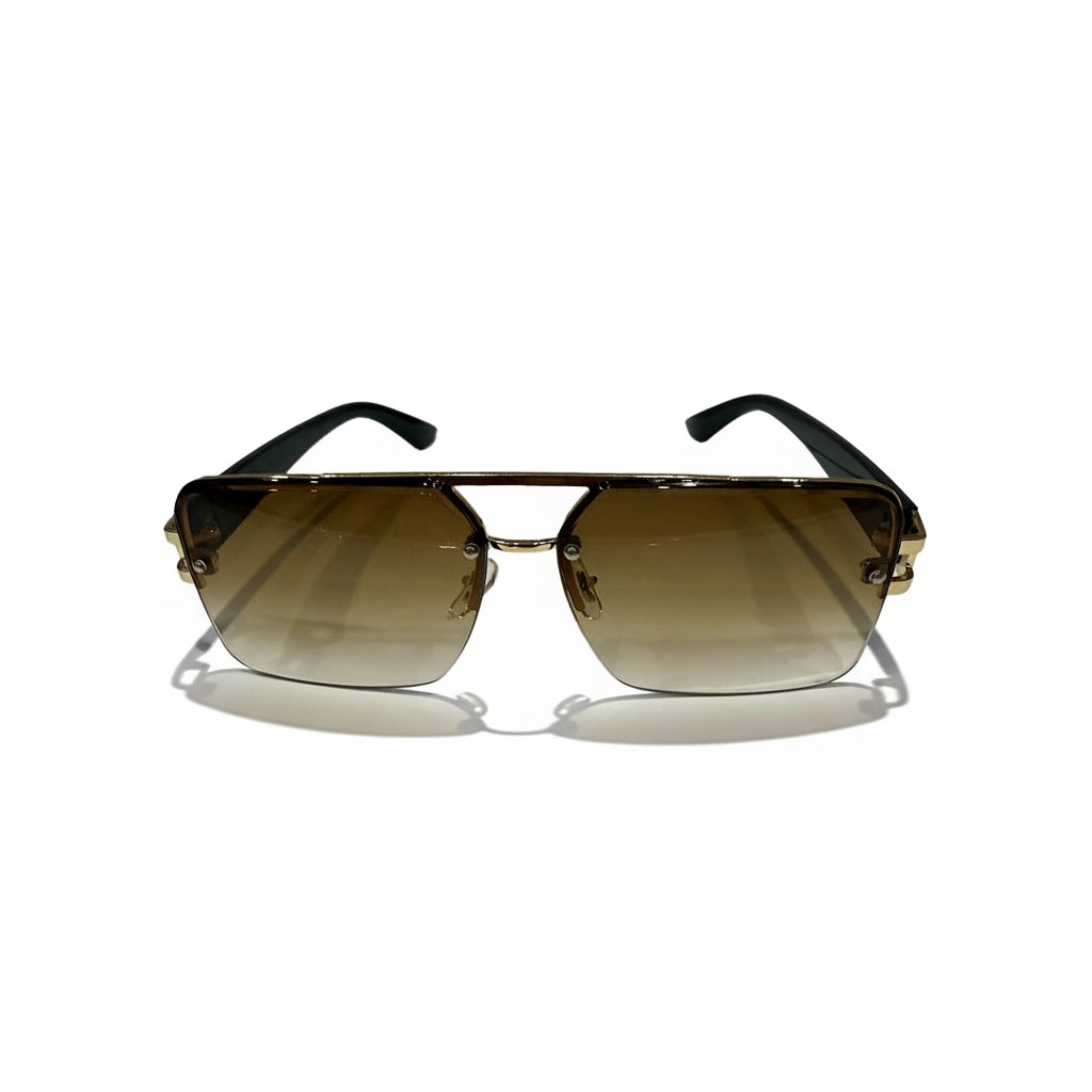 Image of Luxury Gold Frame Gradient Aviator Sunglasses – Black Temples