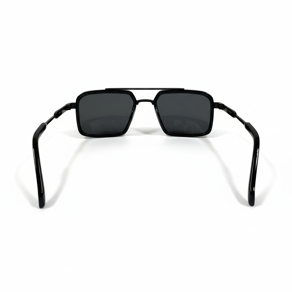Image of Maybach-Style Matte Black Navigator Sunglasses | Square Aviator Frame with Dark Gray Lenses & Side Shields | Men’s Luxury Shades
