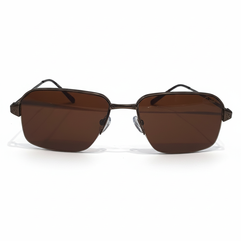 Image of Luxury Inspired Aviator Sunglasses for Men – Brown Metal Frame with Brown Gradient Lenses