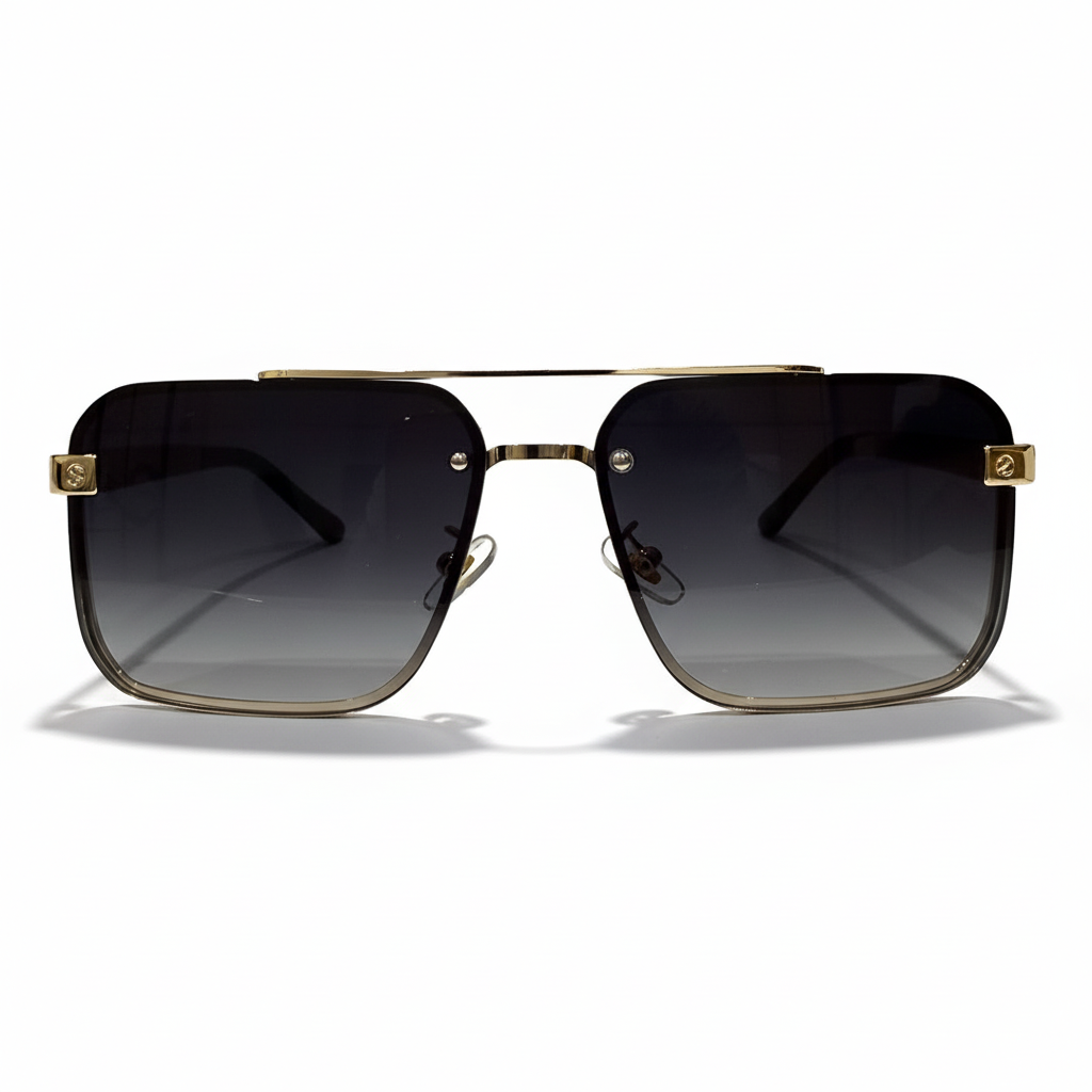 Image of Luxury Aviator Shield Sunglasses - Rose Gold Metal Frame with Gradient Lenses