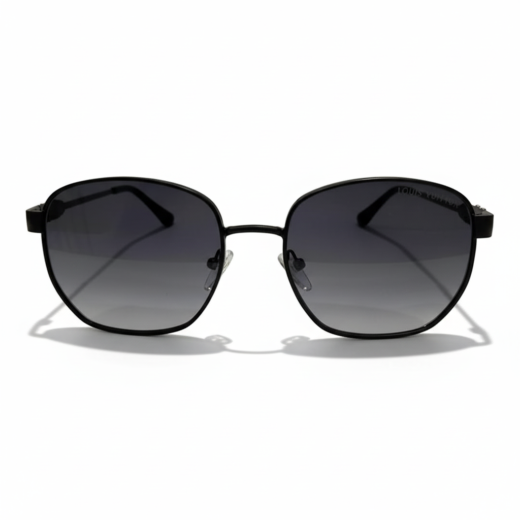 Image of Luxury Inspired Black Square Sunglasses for Men – Gradient Lens Metal Frame