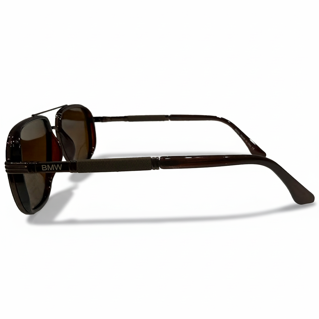 Image of Brown Polarized Aviator Sunglasses with Classic Frame