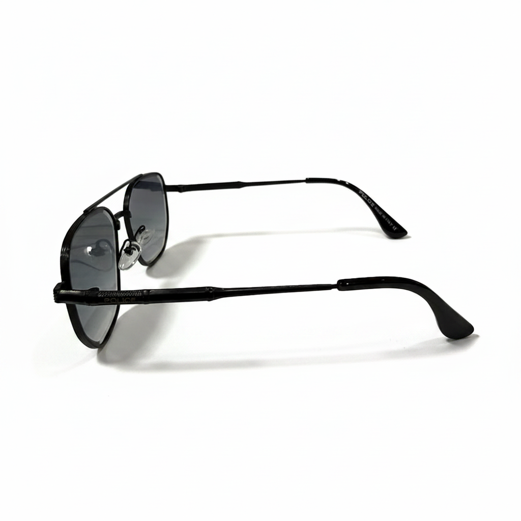 Image of Classic Black Frame Grey Gradient Square Aviator Sunglasses