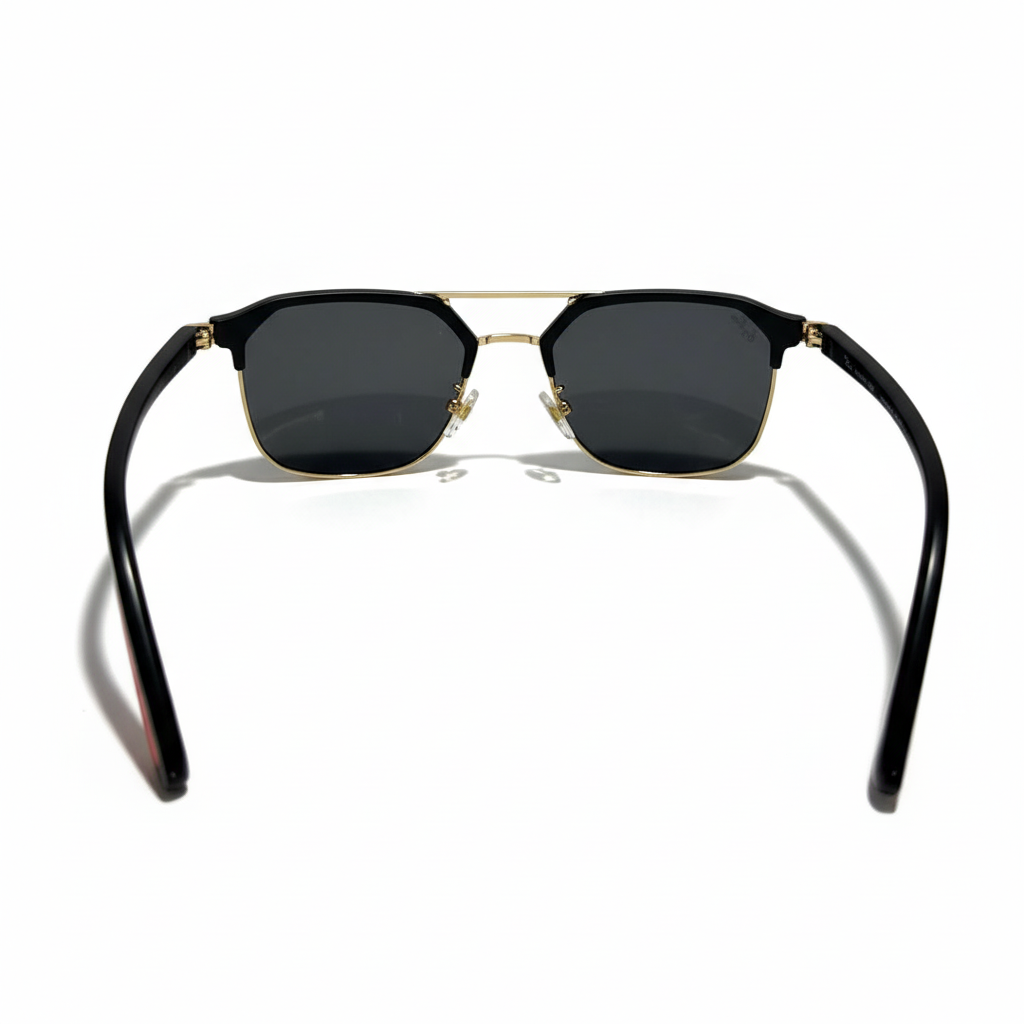 Image of Luxury Black & Gold Geometric Frame Sunglasses for Men & Women