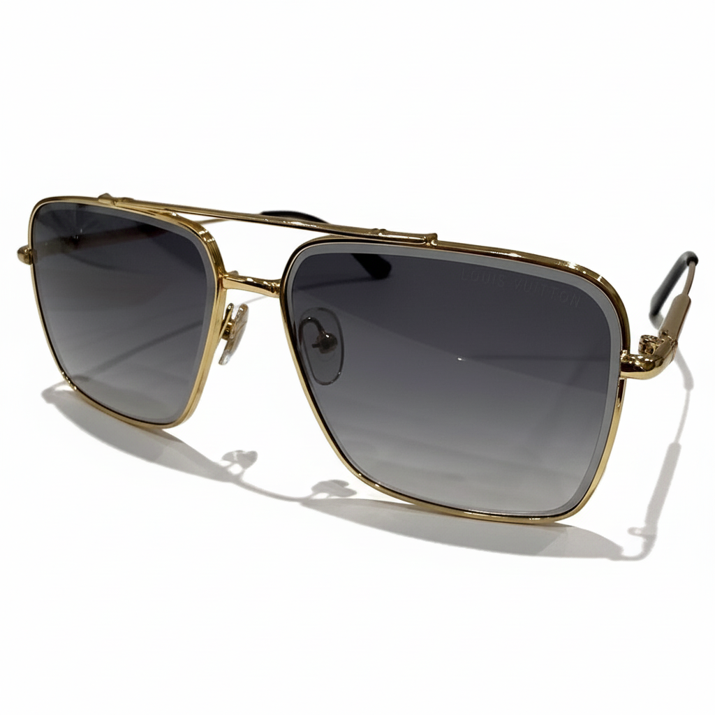 Image of Luxury Gold Frame Dark Gradient Square Sunglasses