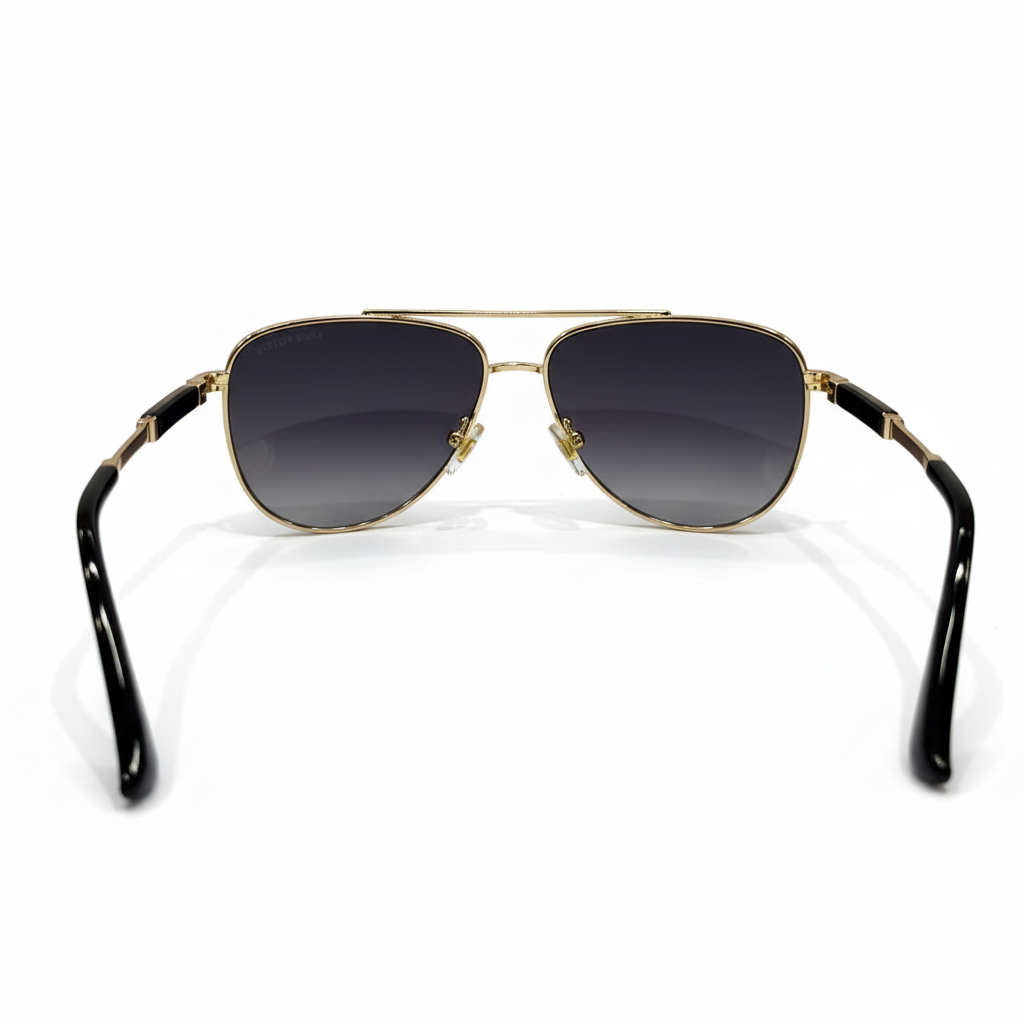 Image of Luxury Gold Aviator Sunglasses - Premium Double Bridge Metal Frame with Blue Gradient Lenses