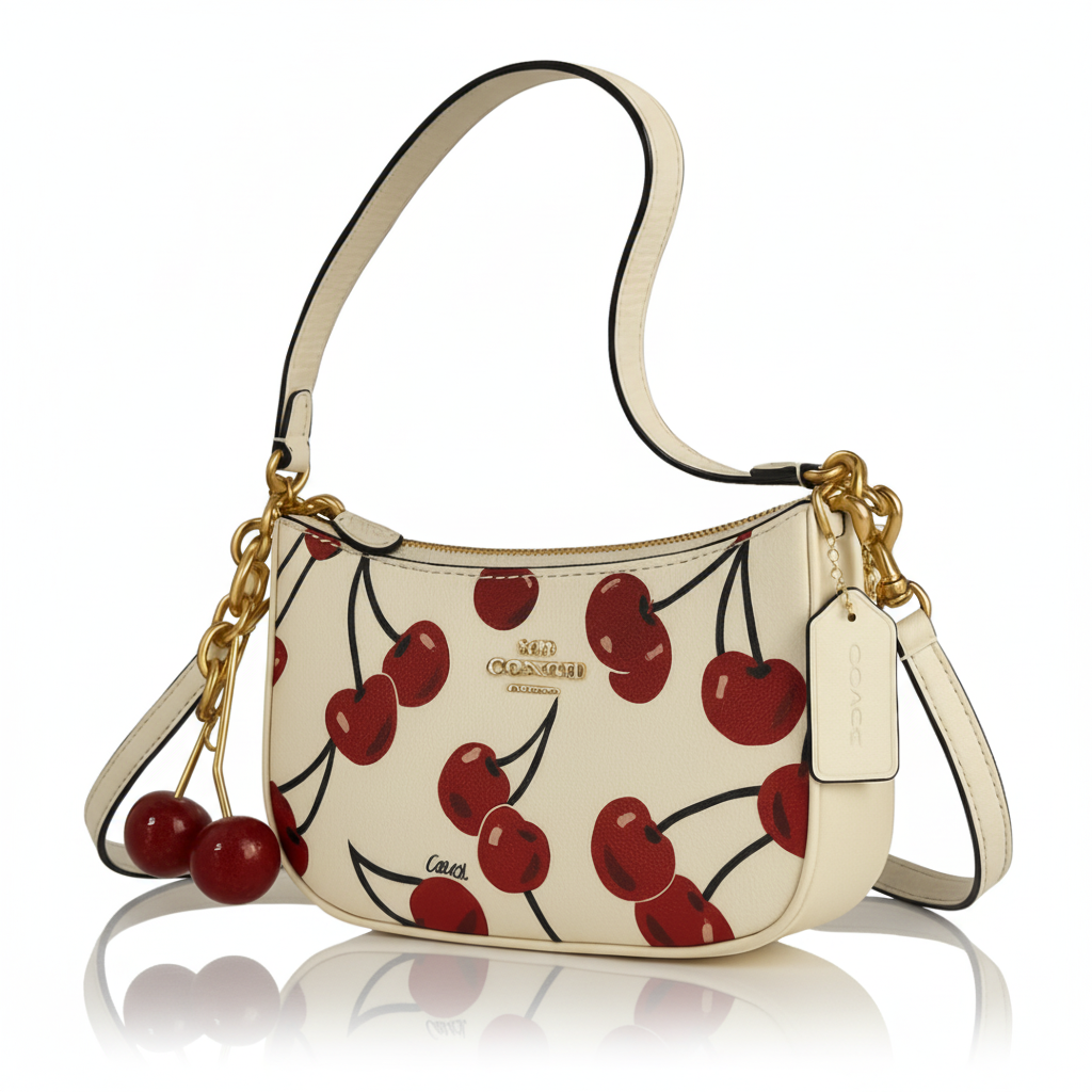 Image of Signature Print Shoulder Bag with Decorative Charm