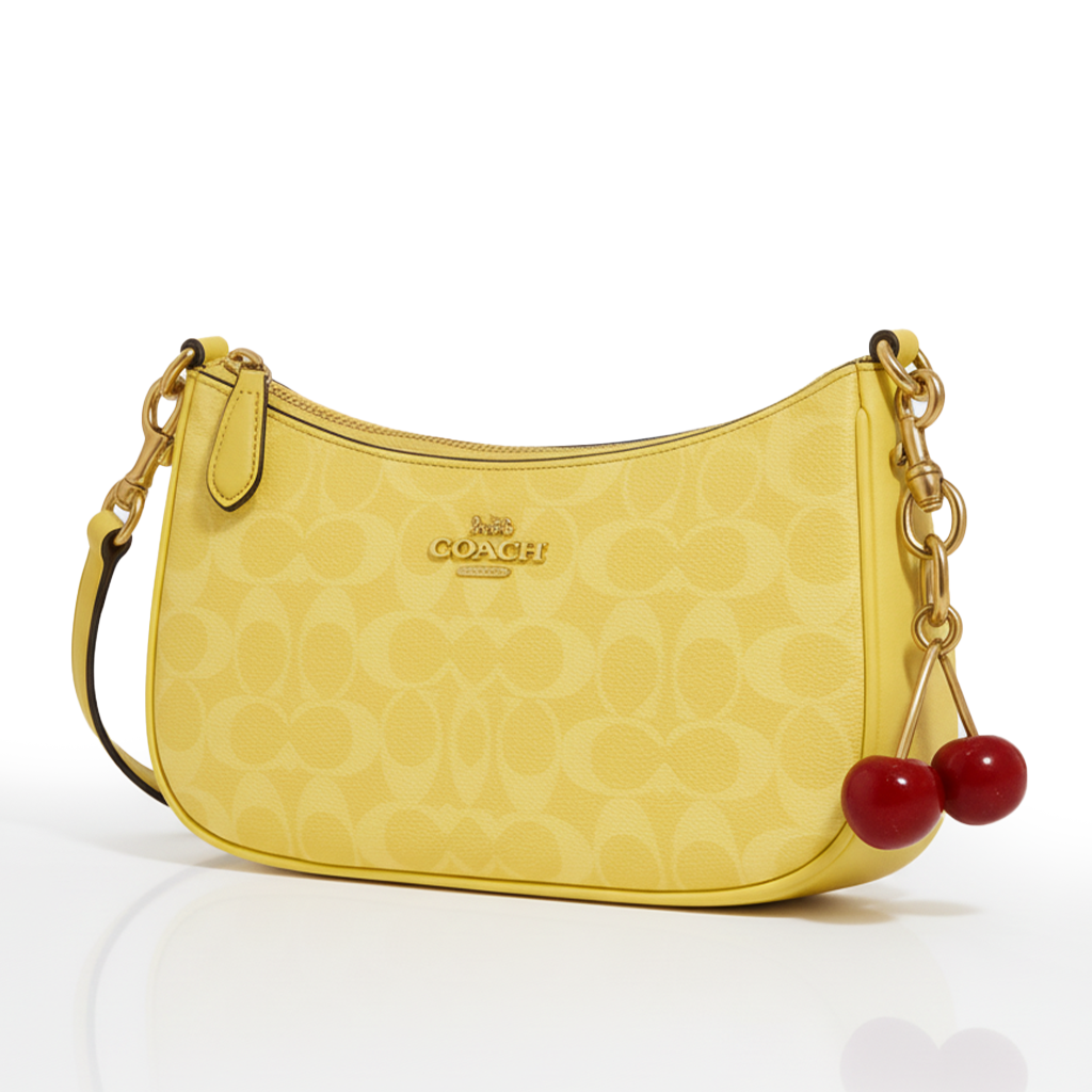 Image of Signature Print Shoulder Bag with Decorative Charm