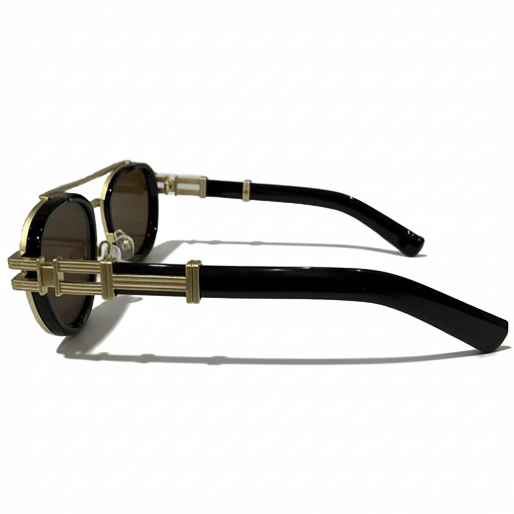 Image of Imperial Gold Round Polarized Sunglasses – Luxury Metal Frame with UV Protection