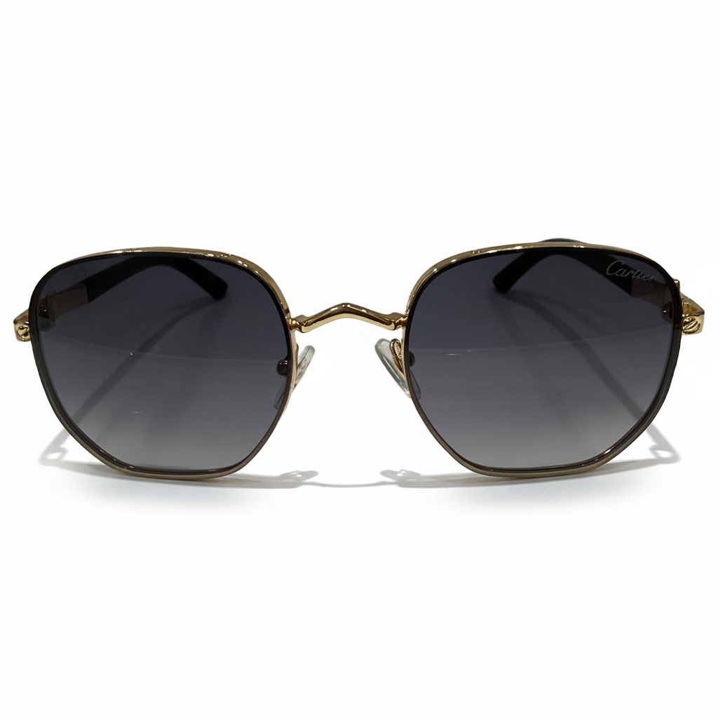 Image of Luxury Inspired Gold Oval Sunglasses for Men – Gradient Lens Metal Frame