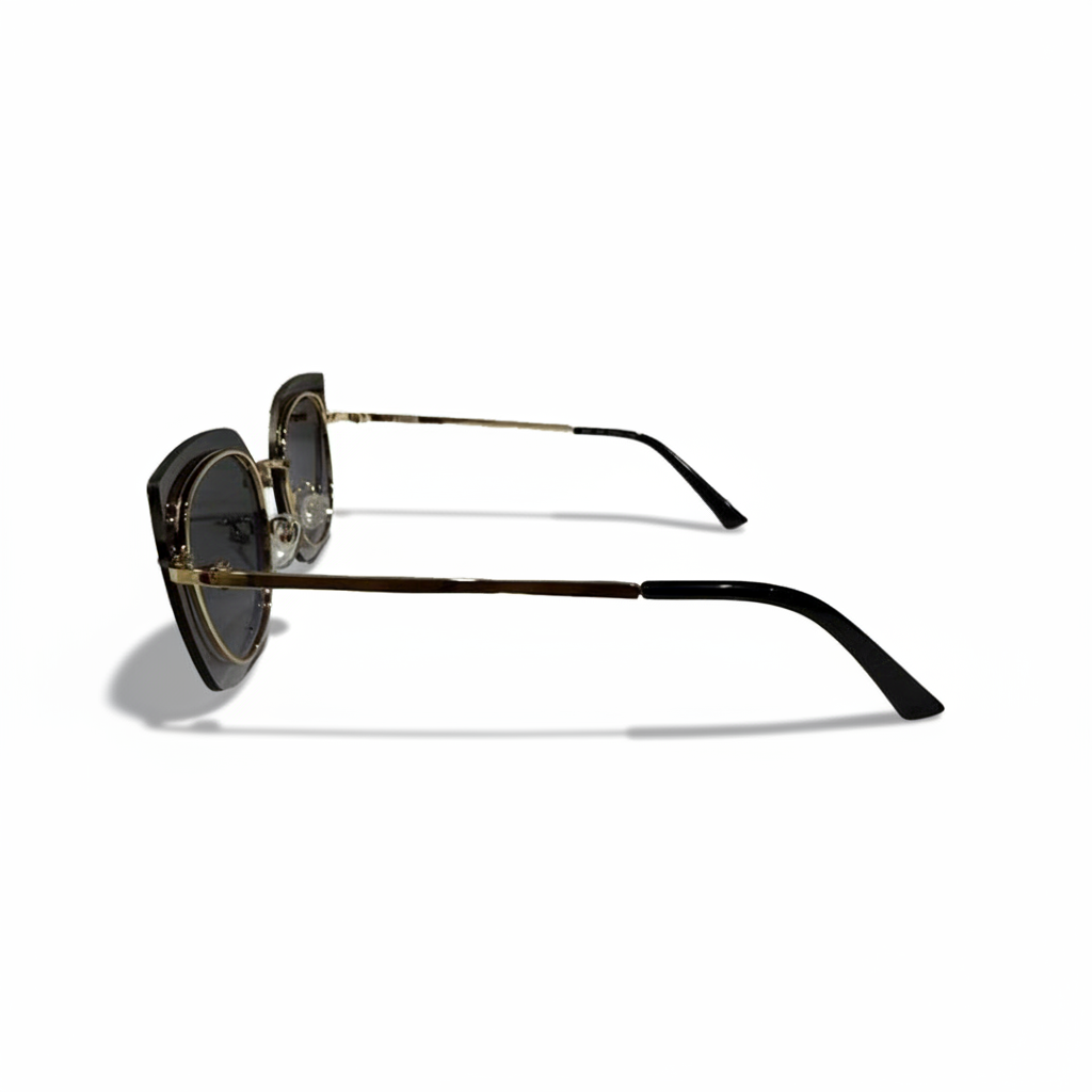 Image of Luxury Black Square Sunglasses with Gold Metal Frame