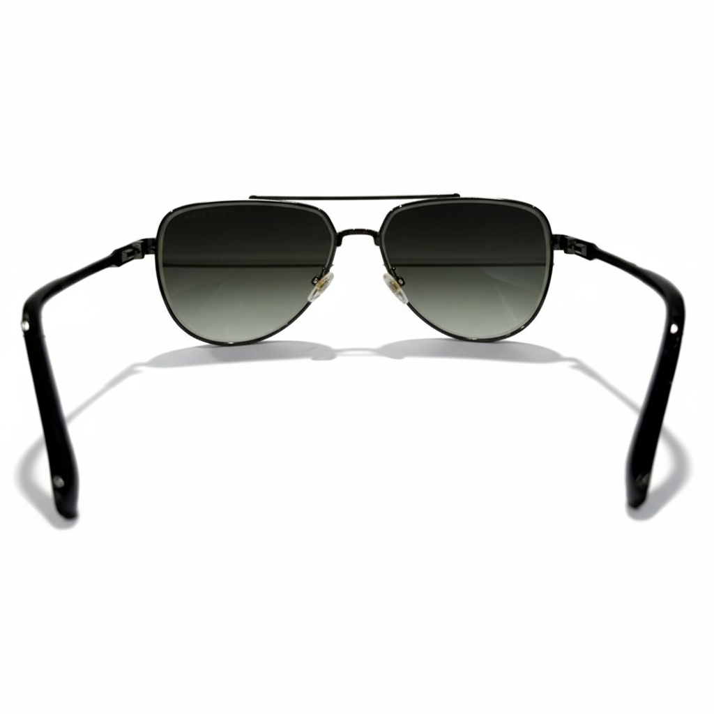 Image of Luxury Gunmetal Aviator Sunglasses - Premium Double Bridge Metal Frame with Green Gradient Lenses & UV Protection