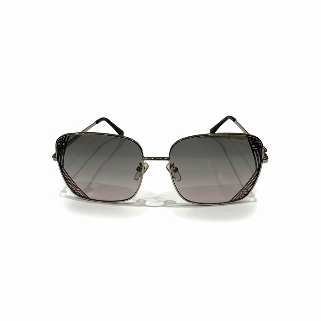 Image of Premium Square Gradient Sunglasses for Women – Gold Metal Frame with Designer Detailing