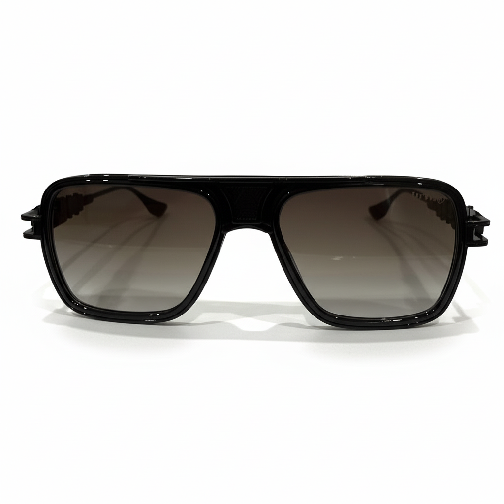 Image of Luxury Inspired Oversized Square Sunglasses for Men – Gloss Black Frame with Smoke Gradient Lenses