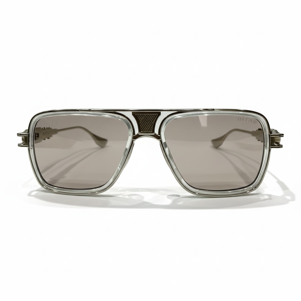 Image of Luxury Inspired Oversized Square Sunglasses for Men – Silver Frame with Smoke Lenses