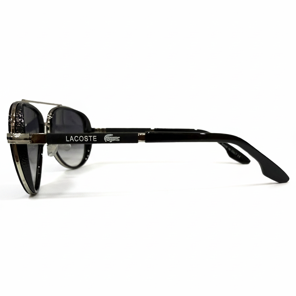 Image of Black Aviator Sunglasses with Grey Gradient Lenses for Men