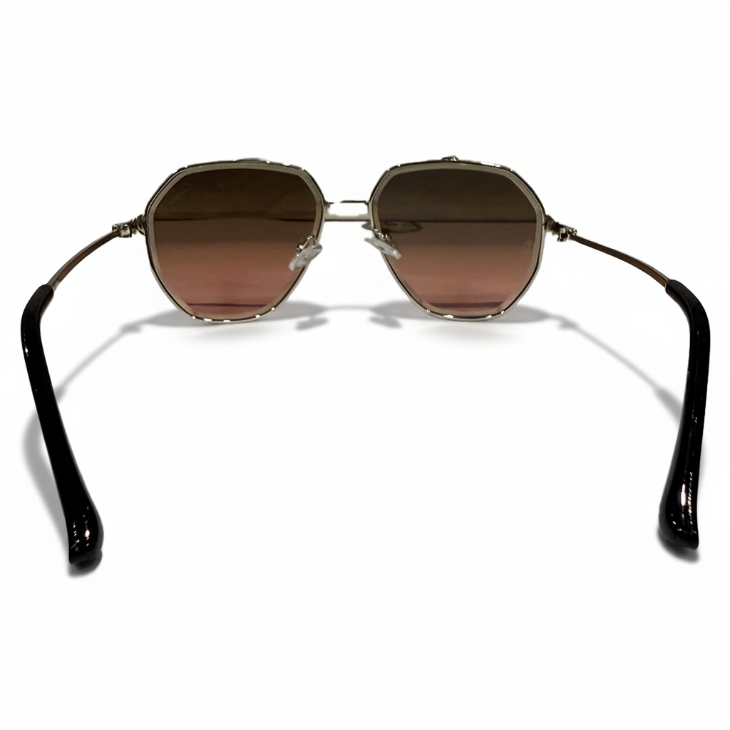 Image of Luxury-Inspired Silver Frame Aviator Sunglasses with Red Gradient Lenses