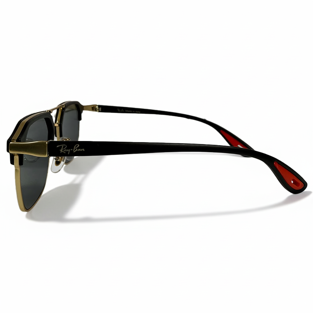 Image of Luxury Black & Gold Geometric Frame Sunglasses for Men & Women