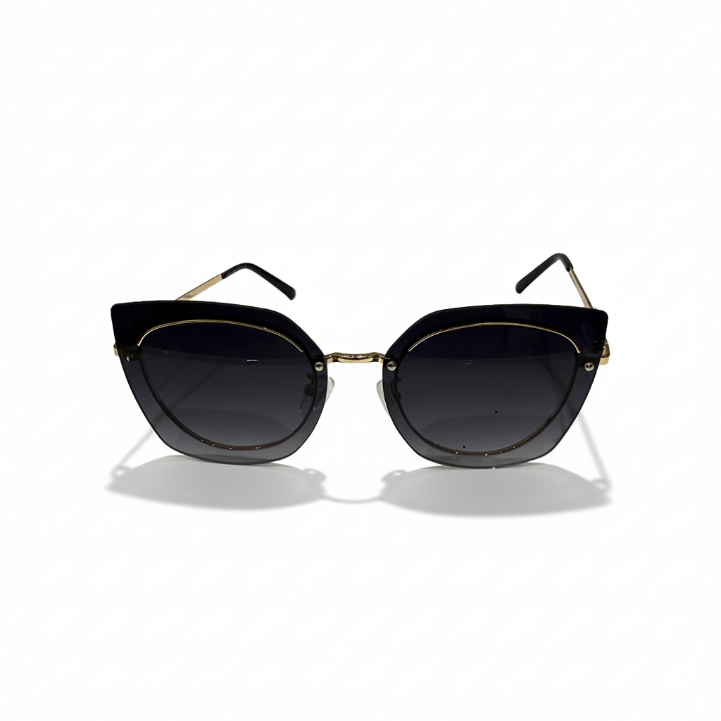 Image of Luxury Black Square Sunglasses with Gold Metal Frame