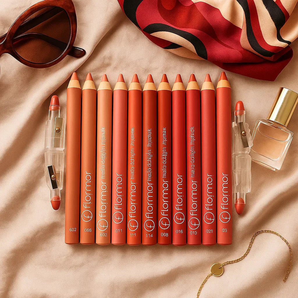 Image of Flormar Matte Lip Pencils – 12-Piece Professional Lip Liner Set