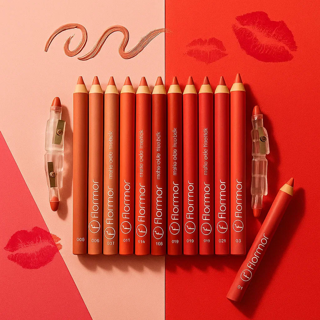 Image of Flormar Matte Lip Pencils – 12-Piece Professional Lip Liner Set