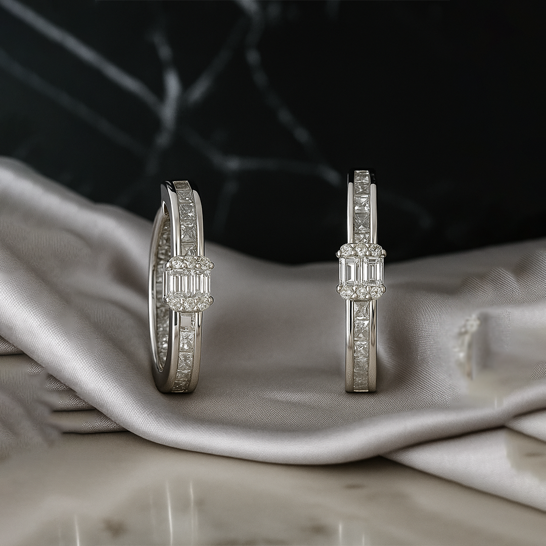 Image of Celestia Baguette Diamond Hoops