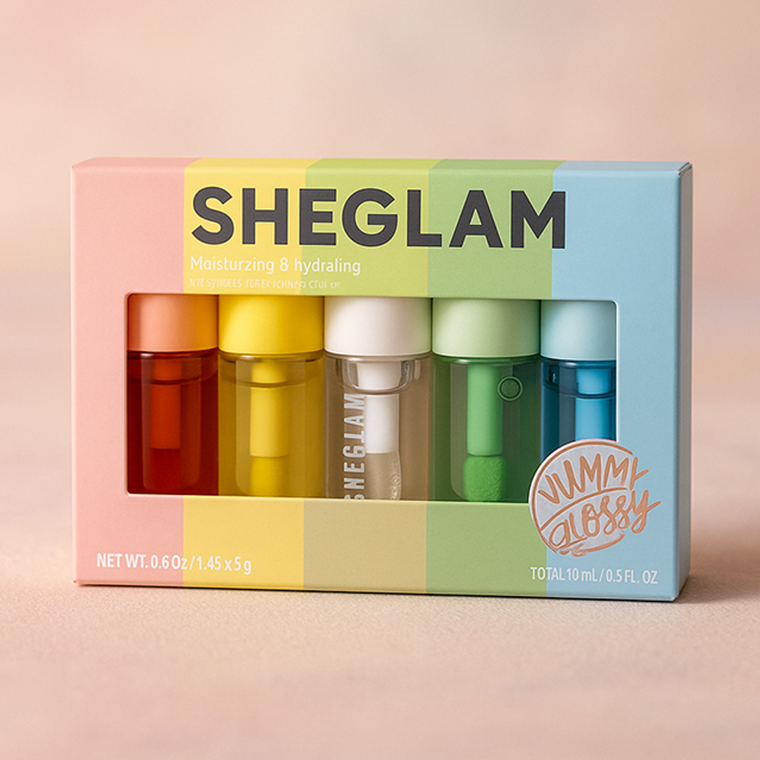 Image of She glam Jelly Wow Hydrating Lip Oil Set – 5-Piece Moisturizing Glossy Lip Oils