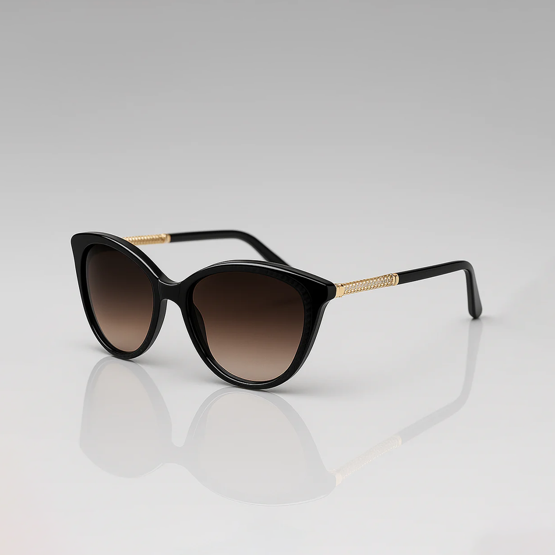 Image of Luxury Cat-Eye Sunglasses – Black Frame with Brown Gradient Lenses | Women’s Fashion Eyewear